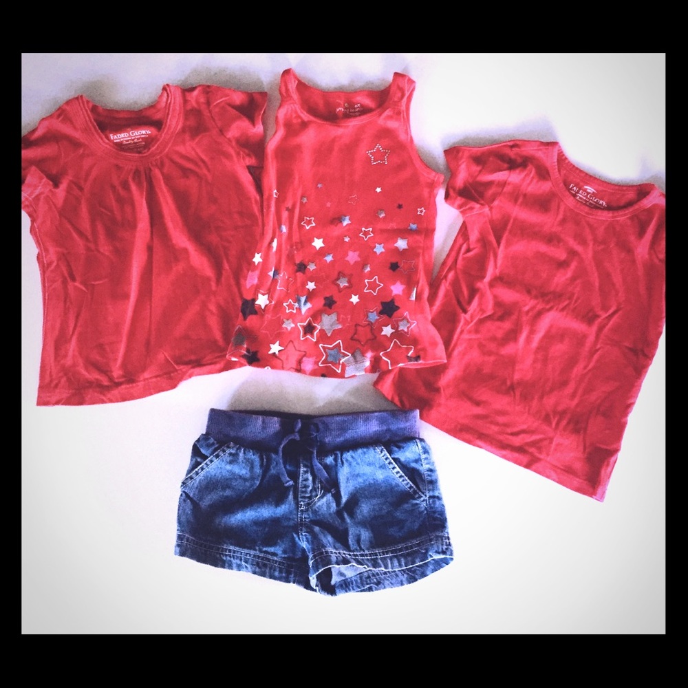 Patriotic Summer - 6-6X -3 Shirts, 1 Pair Shorts